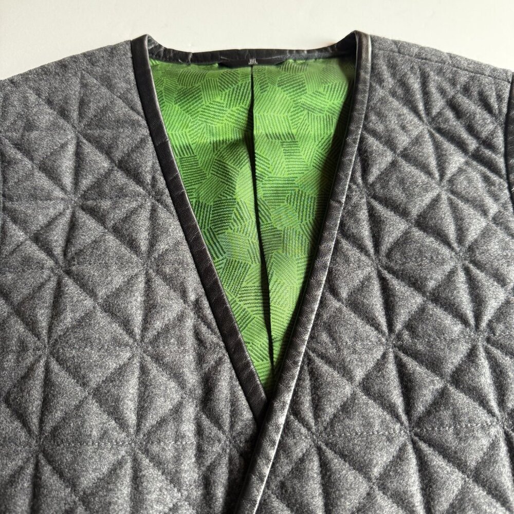Lanvin Collection Quilted Grey Wool Vest - Size 50 (M/L) -  Made in Japan - Picture 2 of 9